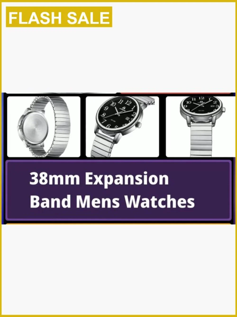 Men's 38mm Analog Quartz Watch Stainless Steel Band Date Water Resistant